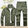 Traje de Trabalho de Verão em Algodão Puro para Homens, Roupas Finas de Manga Comprida para Proteção do Trabalho, Roupas de Trabalho para Oficina de Fábrica, Roupas para Reparo de Máquinas, Novo Estilo 2024