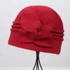 Sombrero de Madre de Ala Ancha a Prueba de Frío para Otoño e Invierno, Versátil y Cálido, Decoración de Girasol de Flor de Cuatro Hojas para Personas de Mediana Edad y Mayores