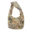 Set Bolsa de Lona Rayada Doble Cara Estilo Coreano Moda Bolso Tote Casual Bolso de Hombro Simple Versátil Gran Capacidad