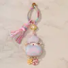 Pingente de Fivela de Argola com Borla de Cabaça de Brocado Song Estilo Chinês, Chaveiro Dourado com Areia Conserva Cor, Acessório Charme para Bolsa