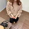 Suéter de Punto Holgado de Lujo Ligero Estilo Perezoso para Mujer, Suéter Básico de Manga Larga Pullover, Estilo Casual Japonés y Coreano