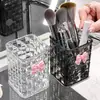 Caja de Almacenamiento de Escritorio Tejida de Ratán de Lujo Ligero Estante de Alta Gama con Divisores Organizador de Lápices Labiales y Cosméticos