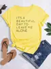 Camiseta Casual con Estampado 'Déjame en Paz' de Cuello Redondo