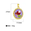 Pingente para Mulheres Estilo Pintura a Óleo Jardim de Monet Pingente Redondo de Flor para Mulheres Moda Elegante Simples Corrente para Clavícula Pingente Atacado