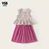 Yingsibo Roupa Infantil Conjunto de Verão para Meninas Mais Velhas, Top e Calça Wide Leg, Conjunto Infantil Leve de Duas Peças