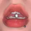 Gato piedra ojo de gato lengua uña piedra natural acero inoxidable anillo de lengua imitación Aobao adornos de lengua joyería de perforación transfronteriza Europa y Estados Unidos