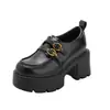 Mocassins pretos de sola grossa para mulheres, novo estilo 2026, sola macia, estilo britânico, plataforma impermeável, confortáveis de usar, sapatos de salto único da moda