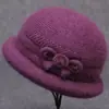 Moda Otoño e Invierno para Mujeres de Mediana Edad y Mayores, Versátil, con Lazo, de Piel de Conejo, Tejido, con Forro de Terciopelo, Gorro de Pescador, Gorro de Lana