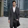 Gabardina de moda para hombre transfronteriza al por mayor, moda europea y americana otoño e invierno, gabardina de longitud media, abrigo de lana para hombre talla grande