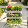 Maceta rectangular para balcón de autorriego, maceta para verduras, caja de plantación especial para verduras y cebolletas, maceta para flores y suculentas, macetero rectangular largo