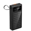 Power Bank Solar de Nova Geração Mais Vendido no Exterior com Carregamento Rápido e Cabo Embutido, Fonte de Alimentação Móvel de Capacidade Ultra Grande de 20000mAh