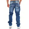 Jeans Casuales Rectos Lavados para Hombre Jeans Casuales Sueltos Vintage para Hombre Denim Lavado Casual