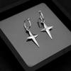 Acero de titanio acero inoxidable arete clip para oreja cuatro puntas estrella colgante joyería personalidad línea redonda aretes