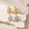 Pendientes Elegantes Coreanos Transfronterizos para Mujer Aguja de Plata S925 No se Desvanecen Doble Círculo Geométricos Estilo Simple Elegante