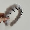 Diadema Vintage de Felpa con Dientes de Estampado de Leopardo para Mujer Antideslizante para Lavar la Cara, Clip para el Cabello, Accesorios para el Cabello para Maquillaje, Diadema, Accesorios para el Cabello de Otoño e Invierno