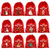 Sacolas de Presente Vermelhas de Natal Transfronteiriças Sacolas de Presente de Natal Sacolas de Maçã Sacos com Cordão Embalagens para Doces e Biscoitos Venda por Atacado