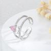 Diseño Nicho Lujo Ligero Micro-incrustado Zirconio Anillo Abierto de Doble Capa Zirconio Lazo Doble Capa Super Flash Anillo de Corazón para Mujer