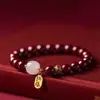 Imitação de minério de ouro roxo areia cinábrio Nafu transferência pulseira de contas de presente das mulheres jóias para o ano da vida Hetian Jade Pulseira