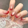 Unhas Postiças Curtas Gradiente Olho de Gato Marrom Âmbar de Alta Qualidade para Ano Novo, Unhas Postiças Pré-Fabricadas, 30 Peças de Adesivos de Unha
