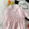 Entity Packing Nube Algodón Verano Nuevo Estilo Pijama para Mujer Delgado Dulce Dibujos Animados Manga Corta Pantalón Corto Conjunto de Ropa para el Hogar