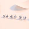 Aretes de Plata Esterlina S925 con Zirconia de Diamante Único para Mujer, Estilo Coreano Simple, Aretes Pequeños Exquisitos de Moda para Hombre de Seis Garras