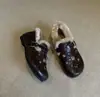 Moda Coreana Tendência Estiloso Sem Costas Slip-on Birkenstock Sapatos Individuais 2026 Outono/Inverno Sapatos de Gema com Pelo