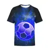 Camiseta Masculina Redonda Plus Size Europeia/Americana Estampada com Impressão Digital 3D Camiseta Esportiva de Secagem Rápida Manga Curta
