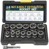 Juego de 14 Piezas Extractoras de Tuercas con Rosca Inversa, 14 Piezas Removedoras de Tornillos, Herramienta Eléctrica, Llave Manual para Usar