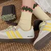 Nuevos Calcetines Absorbentes de Sudor para Otoño e Invierno para Mujer Calcetines de Doble Capa de Madera con Orejas Calcetines de Capa Media Estilo Japonés Calcetines Grises Rayados Apilados para el Cabello