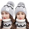 Gorro y Bufanda Todo en Uno de Otoño e Invierno, Lindo Gorro Cálido de Punto con Forro Polar para Ciclismo, Versátil Gorro de Lana de Invierno, Protección para las Orejas y Bufanda para el Cuello