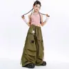 Roupa para Meninas de Jazz Dance, Estilo Doce e Descolado, Colete Falso de Duas Peças, Calça Wide Leg Verde Militar, Conjunto Fashion, Roupa de Jazz Dance