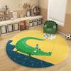 Alfombra redonda de dibujos animados para habitación de niños, área de lectura, alfombra con letras, manta para dormitorio, mesita de noche, alfombra grande para gatear en la sala de estar