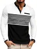 Comércio Exterior Europeu e Americano Transfronteiriço Verão Europeu e Americano Novo Estilo Masculino Manga Longa Decote V Listrado Contrastante Slim Fit Casual de Negócios Camiseta