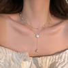 Collar con colgante de círculo de ópalo para mujer, ligero, lujoso, de nicho, con diseño avanzado, cadena de clavícula de celebridades de Internet, accesorios exquisitos que combinan con todo.