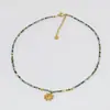 Collar Boho Natural Turquesa Africana Verde con Cuentas para Mujer Moda Casual Collar con Cuentas de Piedra Natural