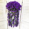 Flores Artificiais Roxas Falsas para Pendurar na Parede da Sala de Estar, Decoração de Festival de Primavera, Flores Artificiais Penduradas em Trepadeiras, Plantas Penduradas, Cestas Penduradas