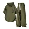 Traje Deportivo de Manga Corta y Pantalón Largo Nuevo 2026 para Hombre, Atuendo Casual de Comercio Transfronterizo de Verano, Conjunto de Dos Piezas Holgado con Capucha