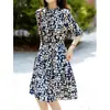Vestido Camisa de Seda con Estampado Floral 2026 Verano Nuevo Vestido de Seda Satinado Estampado para Mujer Longitud Media