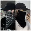 Máscara de proteção solar masculina e feminina cachecol de seda gelada proteção orelha pescoço cobertura facial de verão manga longa flor de caju toalha facial para ciclismo moda