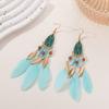 Pendientes Bohemios Transfronterizos de Gota de Agua y Plumas, Pendientes Largos Personalizados con Borlas Retro Estilo Minoría Étnica