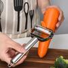 Descascador de Aço Inoxidável 304 de Cabeça Dupla, Fatiador Multifuncional de Cozinha Reforçado para Descascar Melões, Ralar Batatas e Cortar Legumes