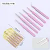 Pinzas rosadas de 1.0 mm codo recto punta plana pinzas de color ESD pinzas para belleza de uñas diy seis juegos