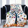Manta Impresa Digitalmente, Manta de Franela, Manta de Aire Acondicionado con Mariposas, Manta para Siesta, Venta Directa de Fábrica, Cómoda y Cálida para Cama y Sofá