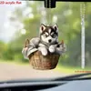 Cachorro Husky Filhote Pequeno para Presente 2D Joia 2D Cesta Criativa Decoração para Pendurar Pingente para Retrovisor de Carro Decoração de Árvore de Natal