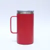 Taza aislada de acero inoxidable 304, taza de agua para oficina, taza de café portátil a prueba de fugas con asa, taza de color sólido de doble capa, hervidor