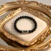 Nueva Joyería Transfronteriza Acero Inoxidable Cierre Magnético Ojo de Tigre Pulsera de Cuentas Piedra Volcánica Pulsera de Piedra Natural Pulsera de Pareja