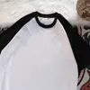 Camiseta Raglán de Manga Corta para Hombre 220 Algodón Puro, Peso Pesado, Verano, Corte Holgado, Bloques de Color, Manga Media, Cuello Redondo, Combinación de Colores, Diseño Personalizado, Transfronterizo