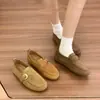 Sapatos de Feijão com Fivela Plana Mocassins Retrô Femininos Novidades de Outono 2026 Flats Antiderrapantes Versáteis Slip-on