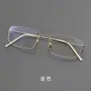 Óculos sem Aro Ultra Leves de Titânio Puro com Armações de Fio Dourado para Homens, Estilosos e Modernos, Anti Luz Azul, Adequados para Lentes de Grau