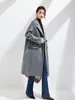 Outono e Inverno 100% Lã Gola V Ampla Slim Fit Elegante e Fashionável Peça de Vestuário Externa de Lã Dupla Face Blazer de Terno de Lã
